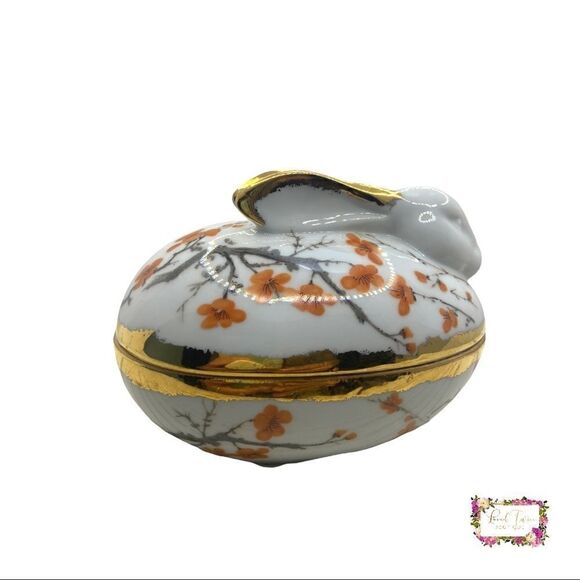 Bunny Rabbit Egg Floral Trinket Box - Picture 7 of 14